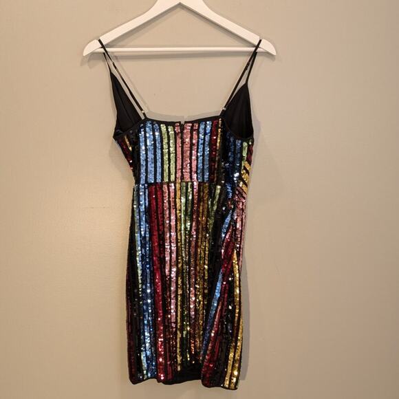 BCBGMaxAzria Wrap Dress Rainbow Sequin Concert Festival Pride Style - Size 6 - Picture 2 of 7